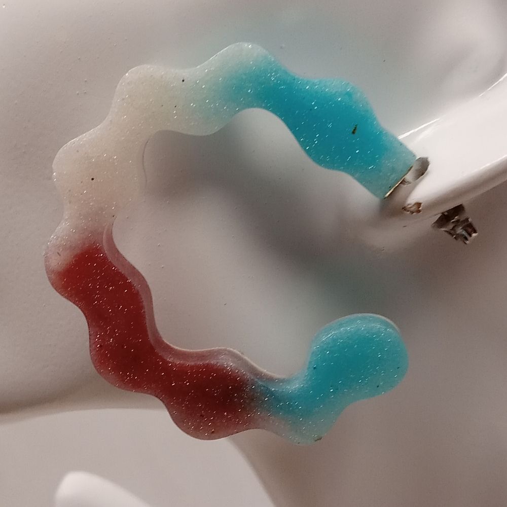 Red, White, and Blue resin hoop earrings